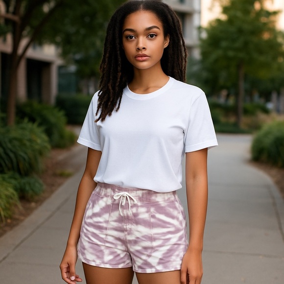 Lucky Brand Womens Mauve French Terry Drawstring Tie Dye Shorts Size Large - Picture 1 of 8